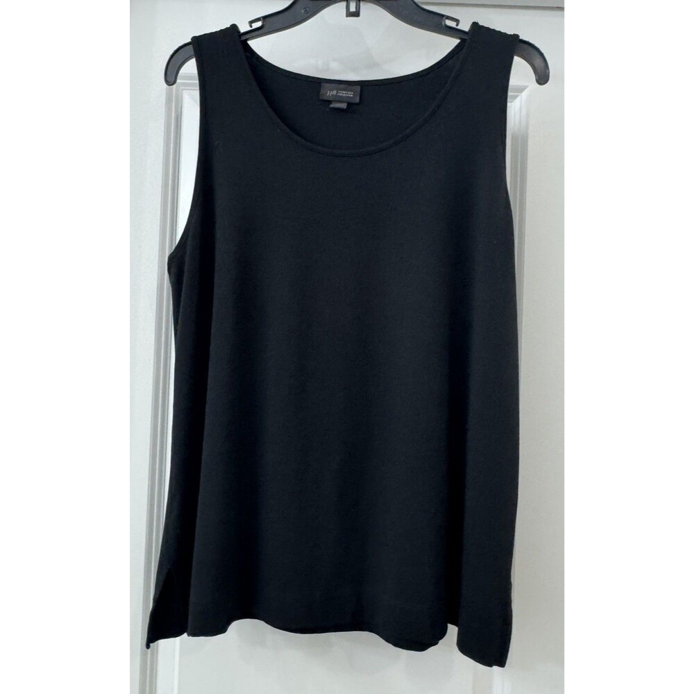 J. Jill Wearever Black Long Layering Tank M Top Blouse Minimalist Stretch Tunic